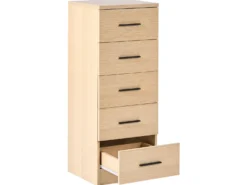 5 skuffers commode KITIMAT Lysebrun
