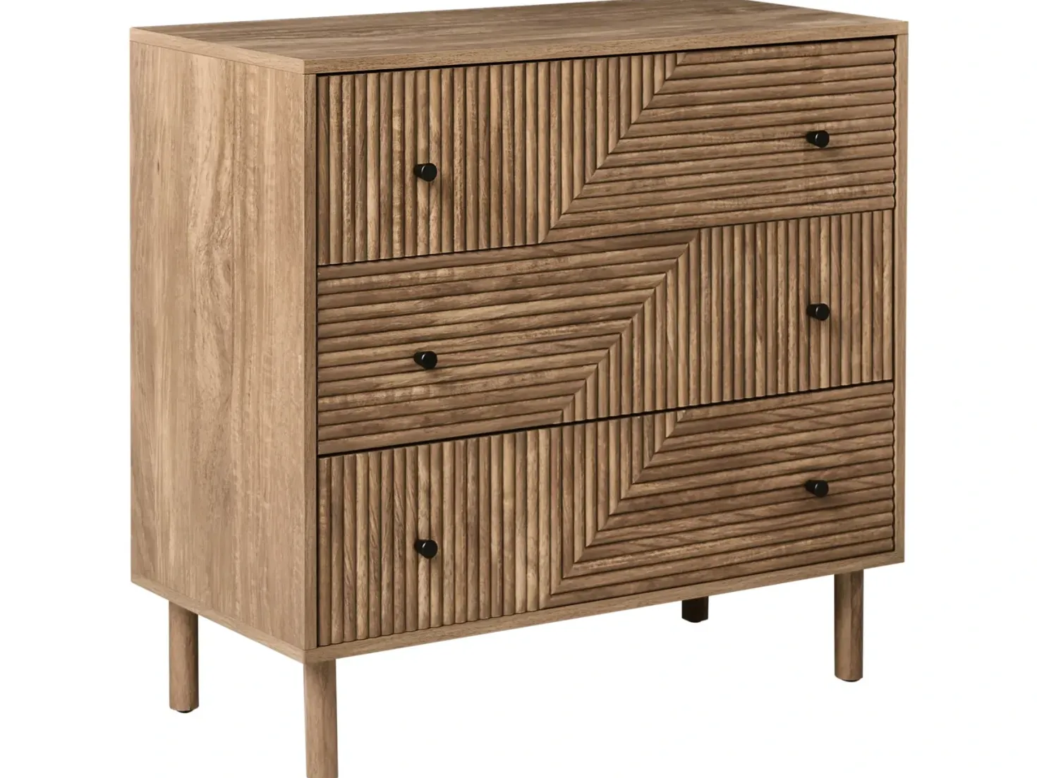 3 skuffers commode RONGE Lysebrun