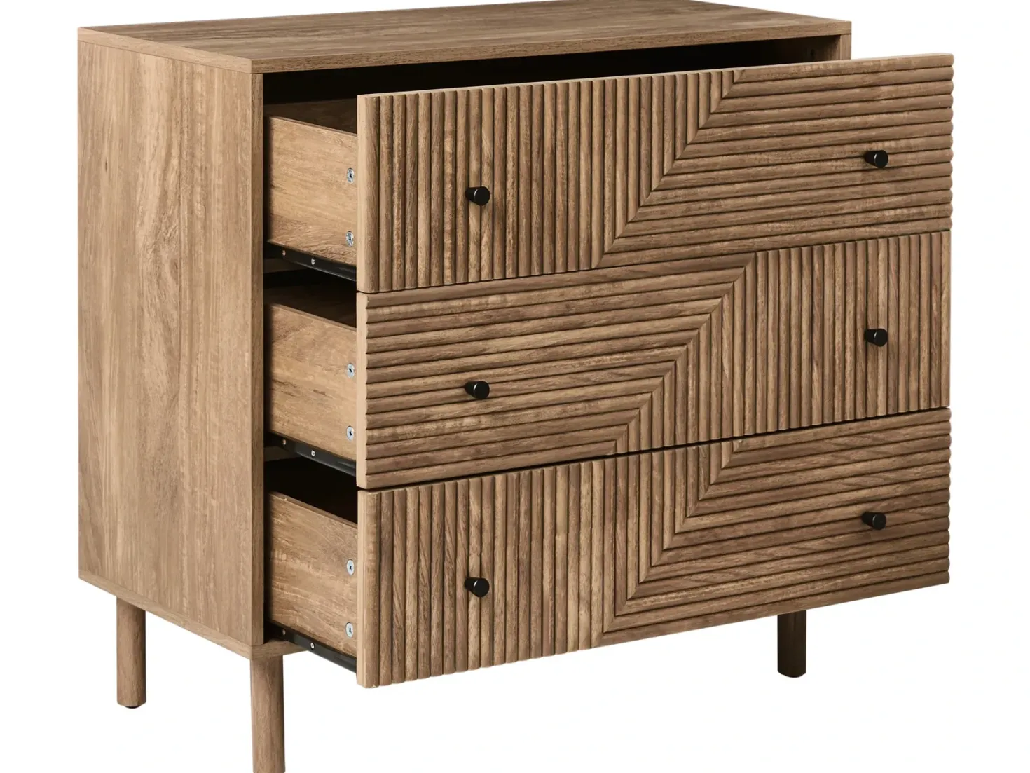 3 skuffers commode RONGE Lysebrun