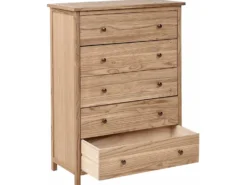 5 skuffers commode SALTON Sassafras træ Brun