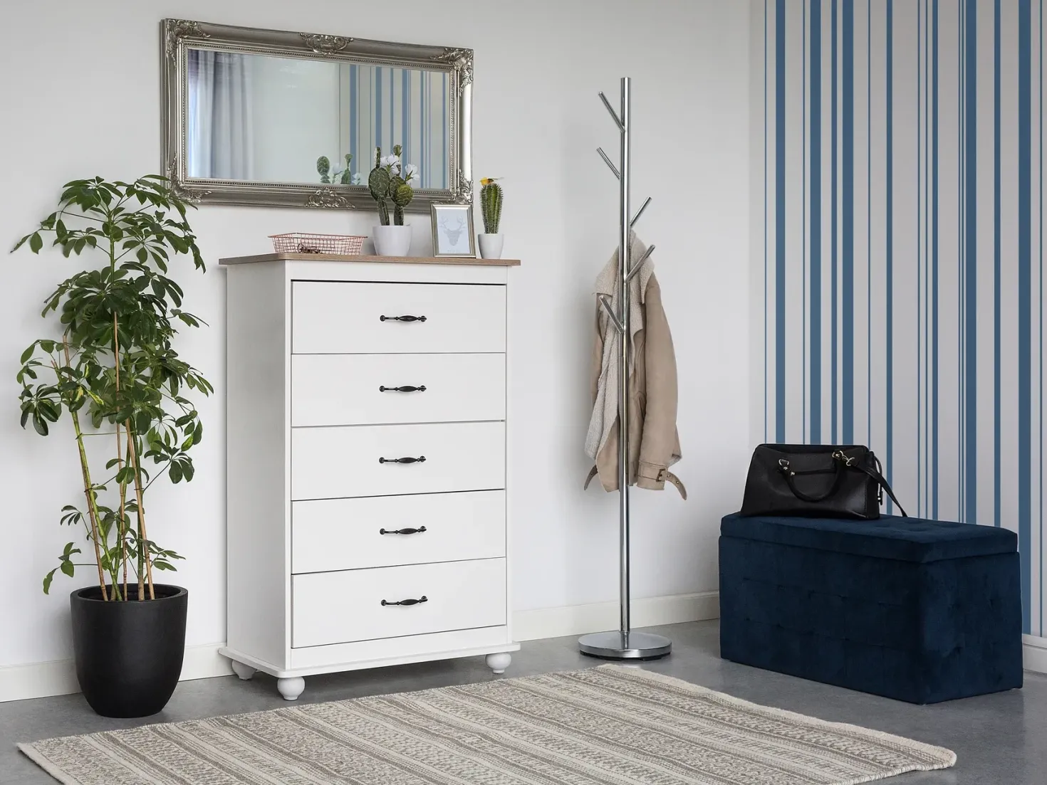 5 skuffers commode SHARON Hvid