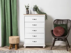 5 skuffers commode SHARON Hvid