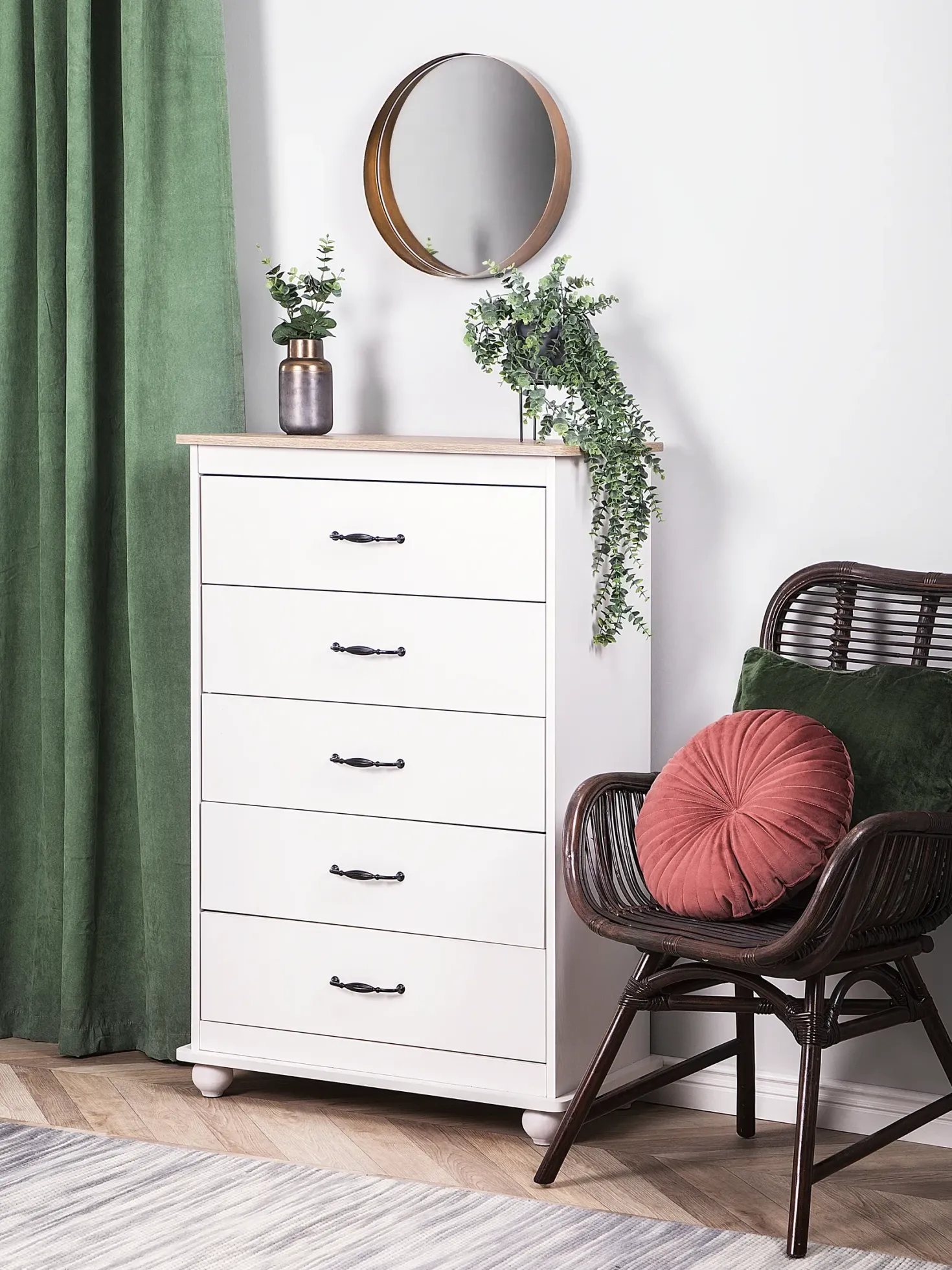 5 skuffers commode SHARON Hvid
