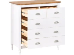 5 skuffers commode SHILLINGTON Fyretræ Hvid