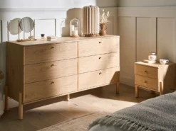6 skuffers kommode COLLINS Lysebrun
