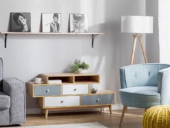 4 skuffers kommode IRVINE Brun/hvid
