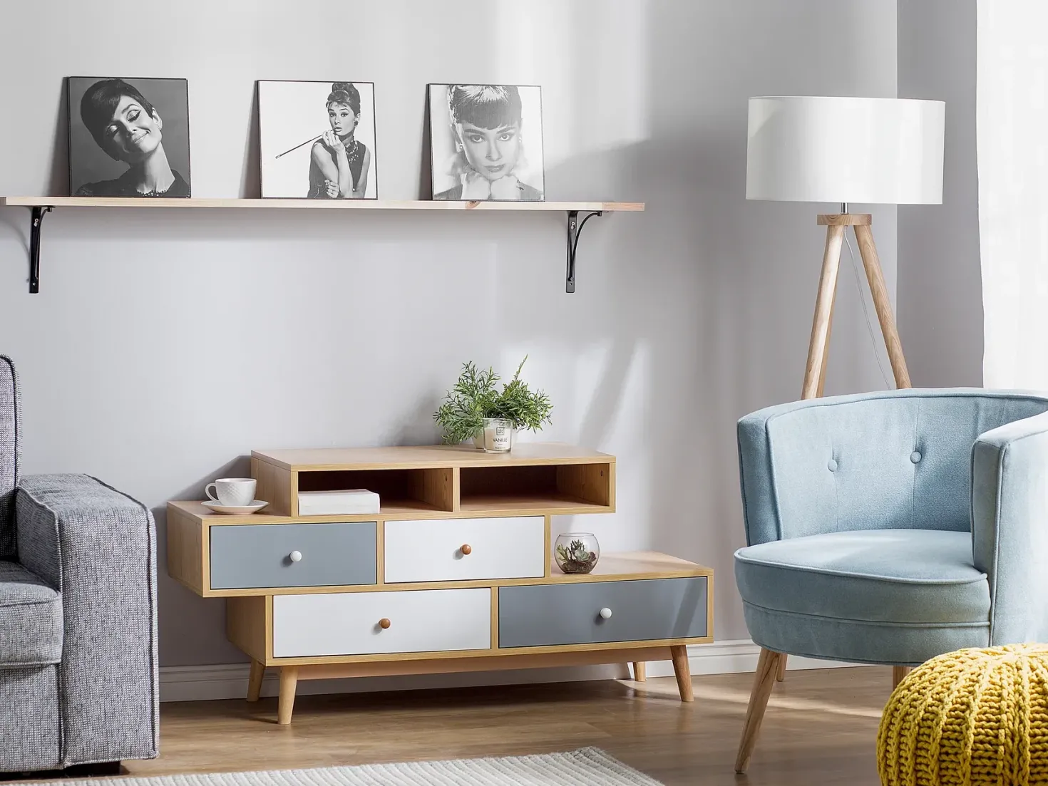 4 skuffers kommode IRVINE Brun/hvid