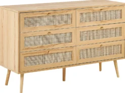 6 skuffers kommode PEROTE Rattan Lysebrun