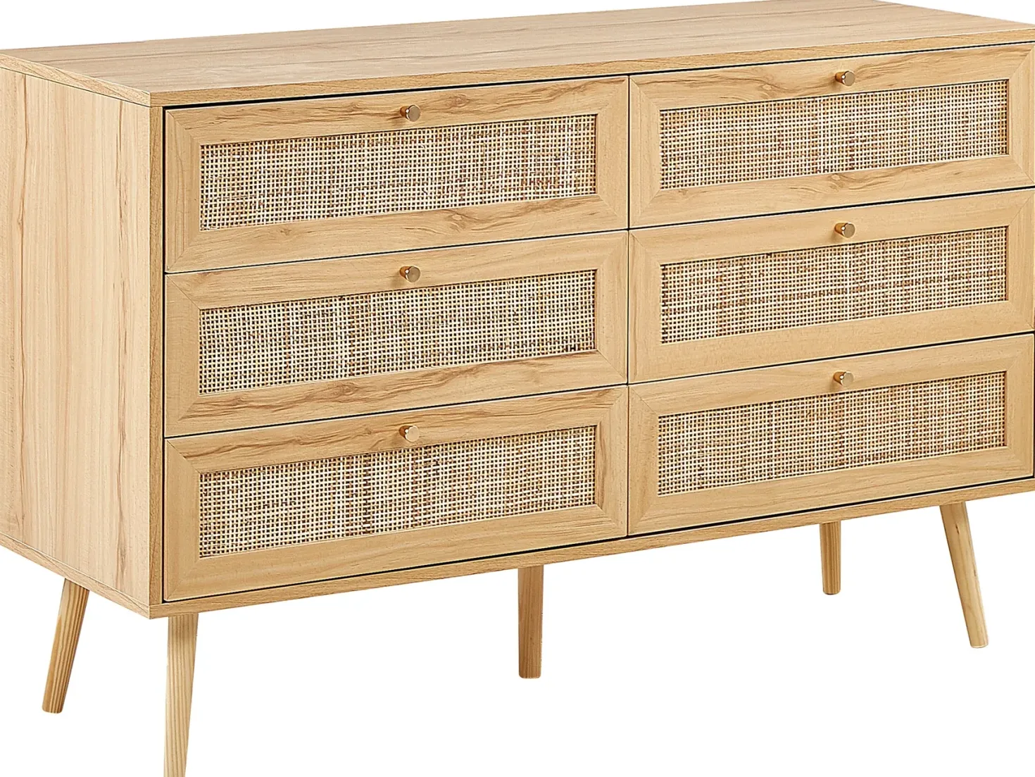 6 skuffers kommode PEROTE Rattan Lysebrun