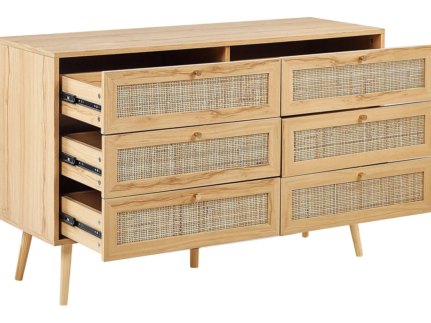 6 skuffers kommode PEROTE Rattan Lysebrun