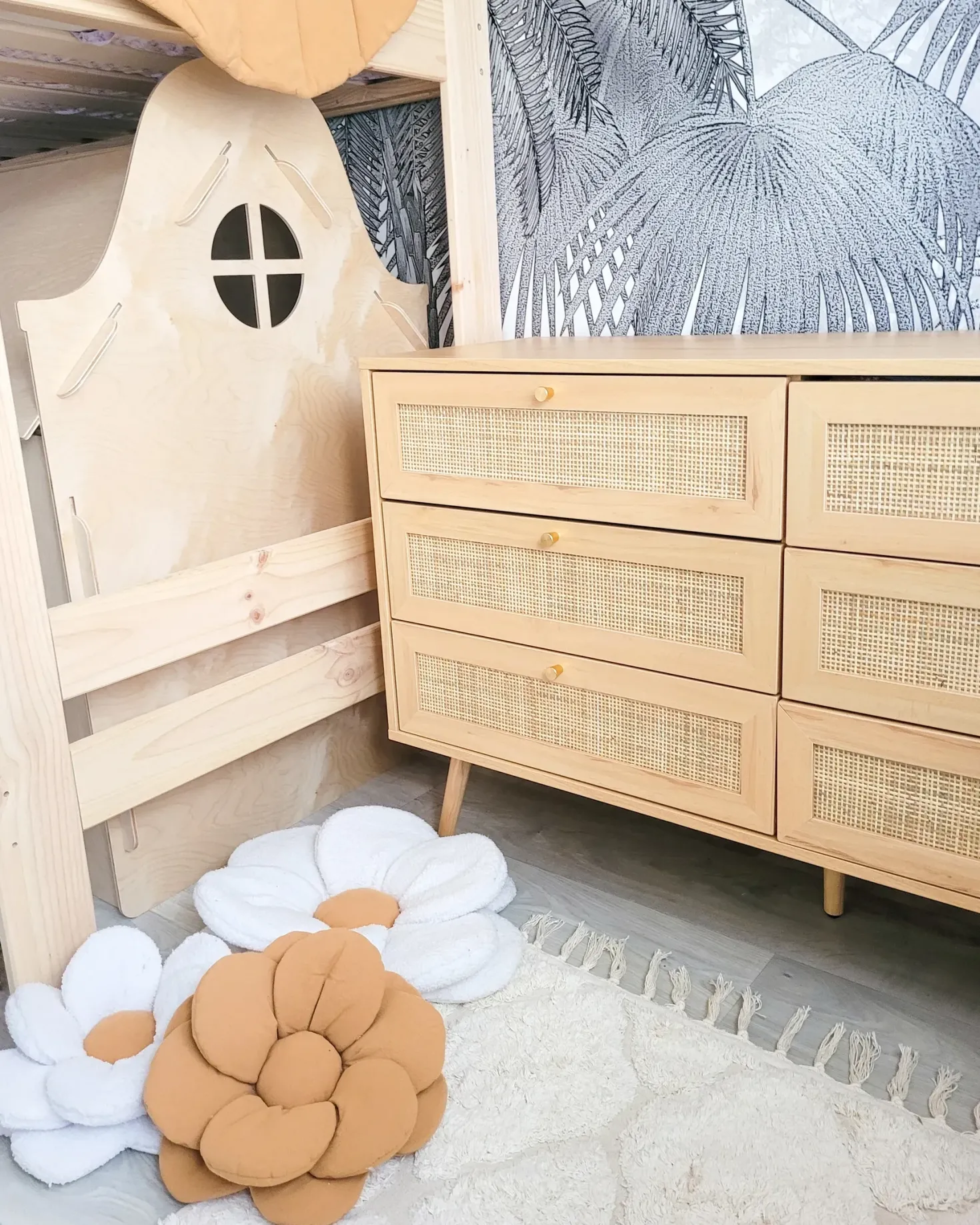 6 skuffers kommode PEROTE Rattan Lysebrun