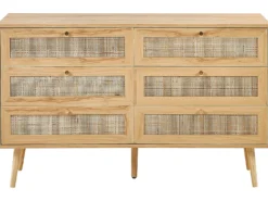 6 skuffers kommode PEROTE Rattan Lysebrun