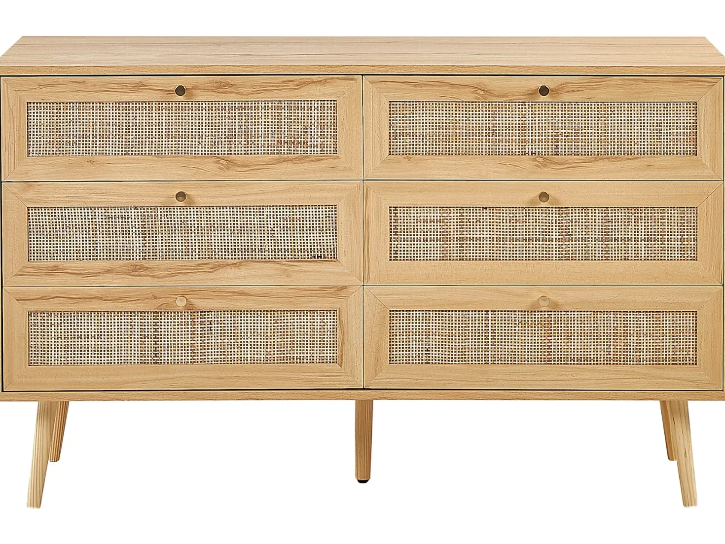 6 skuffers kommode PEROTE Rattan Lysebrun