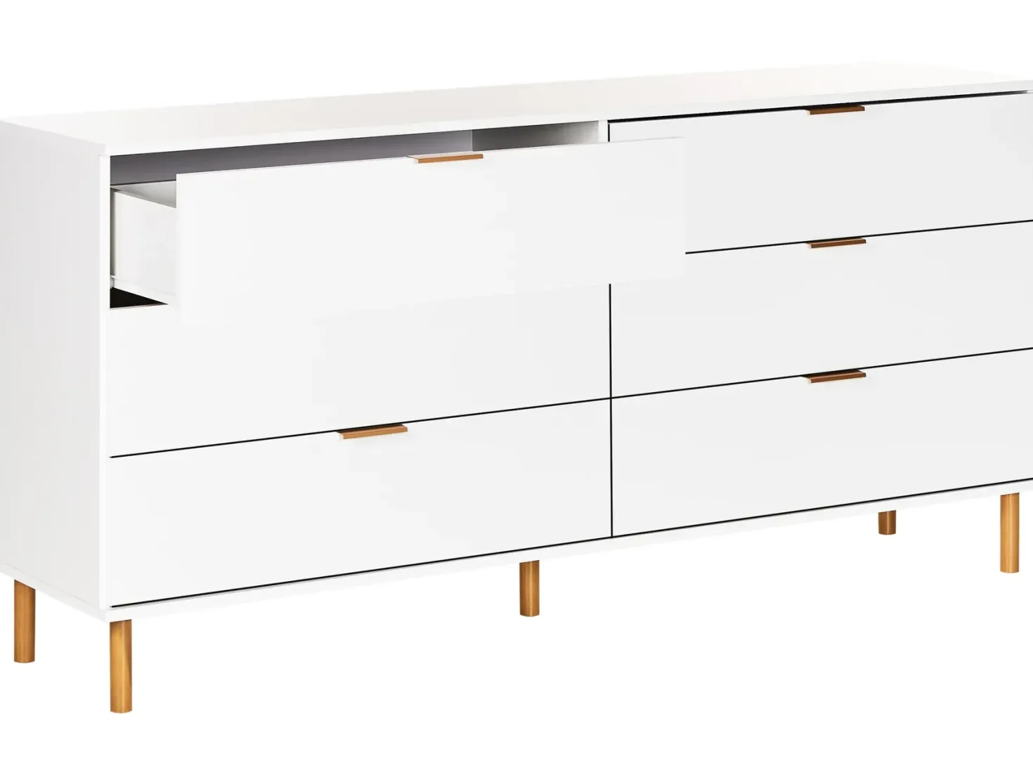 6 skuffers kommode WALPOLE Hvid