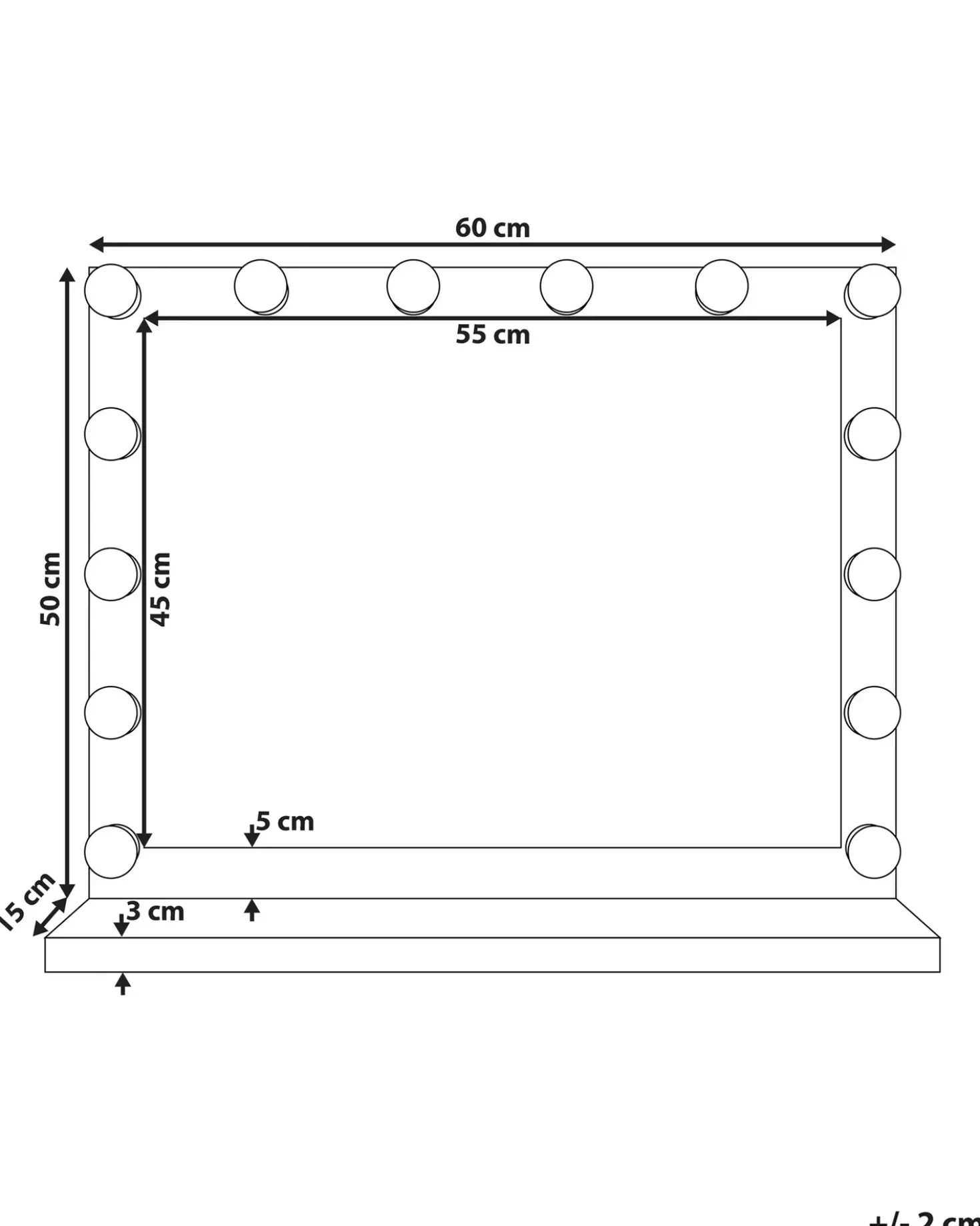 Sminkebord med spejl LED BEAUVOIR Sort