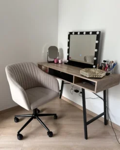 Sminkebord med spejl LED BEAUVOIR Sort