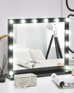 Sminkebord med spejl LED BEAUVOIR Sort