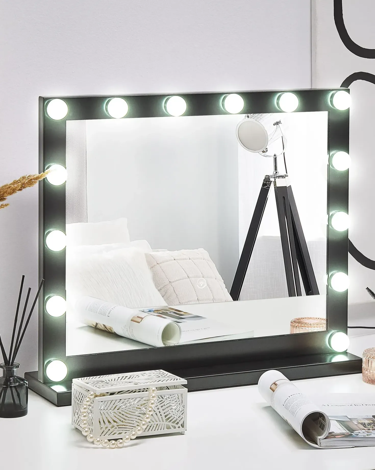 Sminkebord med spejl LED BEAUVOIR Sort
