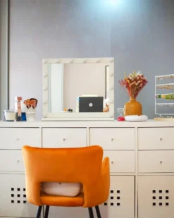 Sminkebord med spejl LED BEAUVOIR Hvid