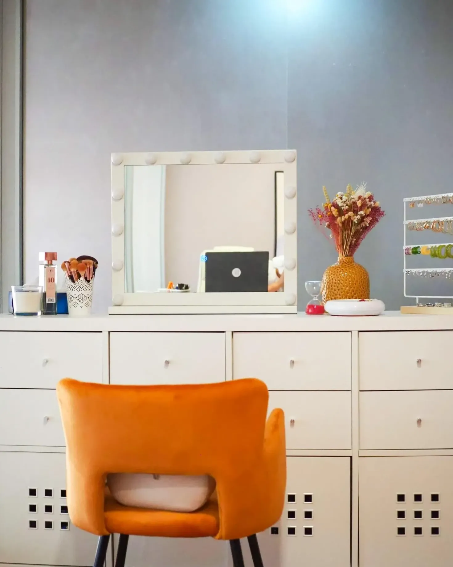 Sminkebord med spejl LED BEAUVOIR Hvid