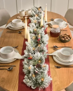 Sneklædt juleguirlande LED WHITEHORN 180 cm Hvid