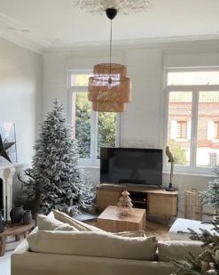 Sneklædt juletræ BASSIE 180 cm Hvid