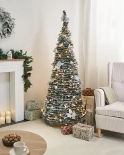 Sneklædt juletræ Foldbar LED FIRVANA 185 cm Hvid