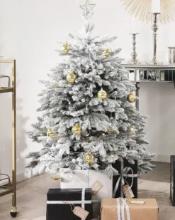 Sneklædt juletræ FORAKER 120 cm Hvid
