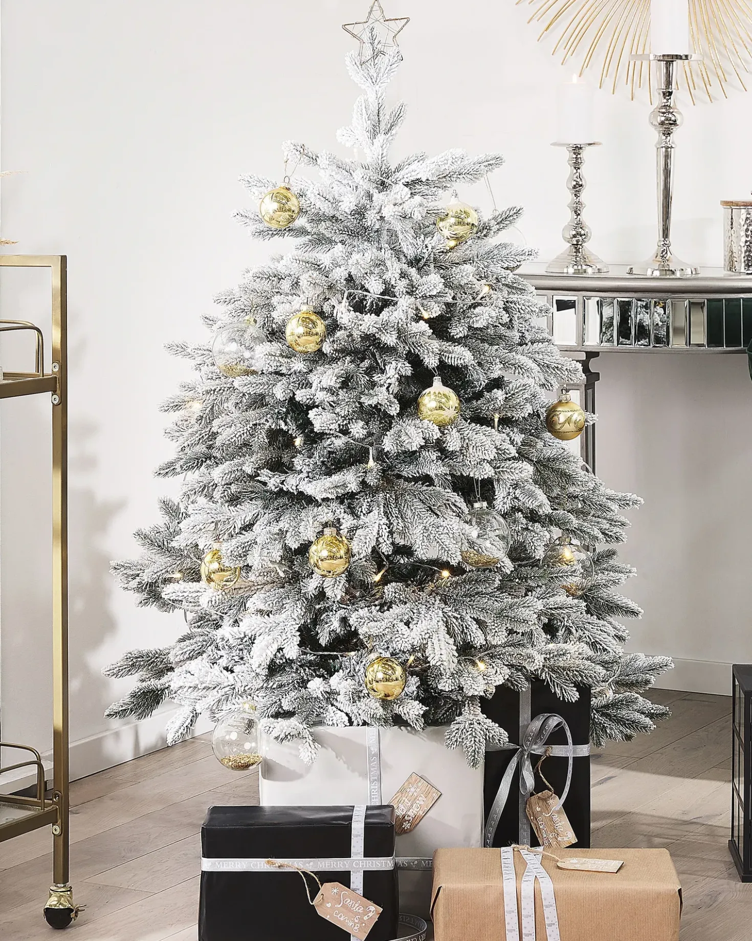 Sneklædt juletræ FORAKER 120 cm Hvid