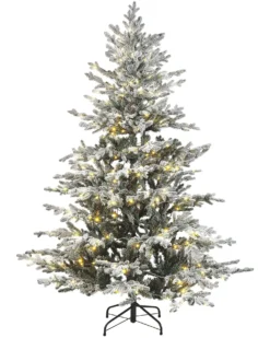Sneklædt juletræ LED BRISCO 180 cm Hvid