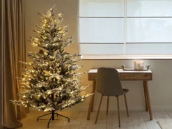 Sneklædt juletræ LED BRISCO 180 cm Hvid