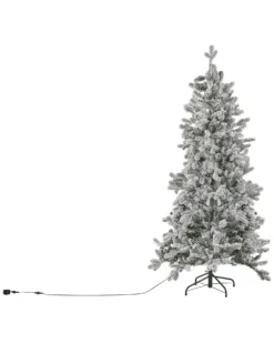 Sneklædt juletræ LED TATLOW 180 cm Grøn