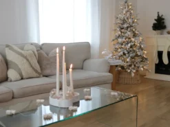 Sneklædt juletræ LED TATLOW 180 cm Grøn
