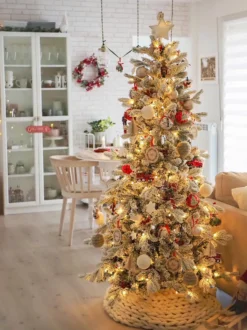 Sneklædt juletræ LED TATLOW 180 cm Grøn