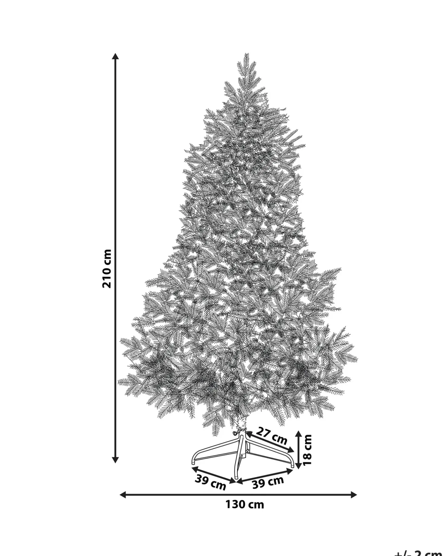 Sneklædt juletræ TOMICHI 210 cm Hvid