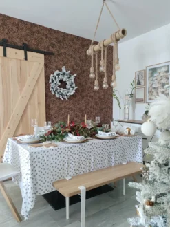 Sneklædt juletræ TOMICHI 210 cm Hvid
