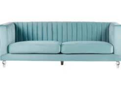 Sofa 3 personers ARVIKA Velour Himmelblå