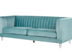 Sofa 3 personers ARVIKA Velour Himmelblå