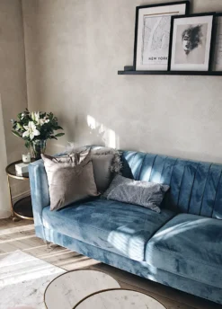 Sofa 3 personers ARVIKA Velour Himmelblå
