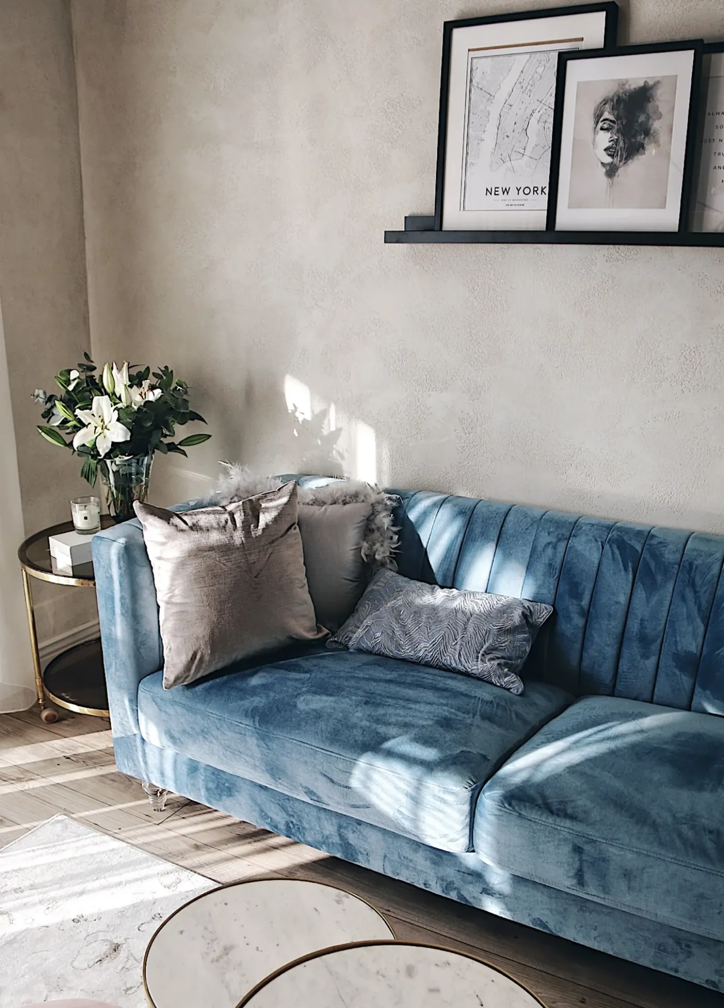 Sofa 3 personers ARVIKA Velour Himmelblå