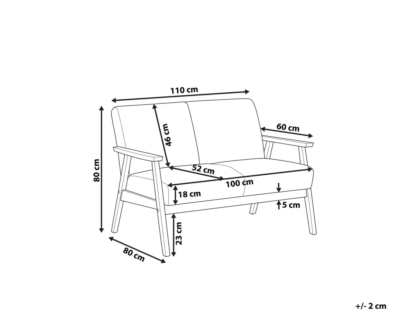 Sofa 2 personers ASNES Brun