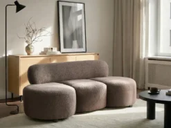 Sofa 3 personers BLAVAND Boucle Brungrå
