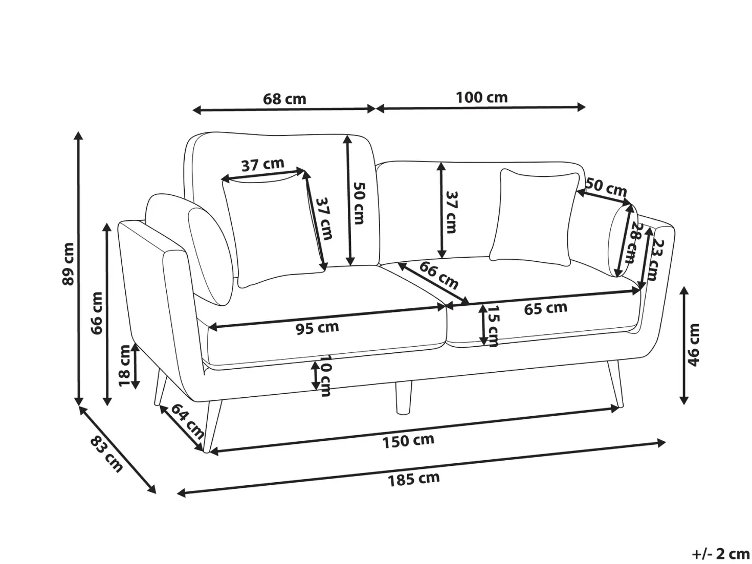 Sofa 3 personers BOLGA Sort