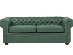 Sofa 3 personers CHESTERFIELD Kunstlæder Grøn