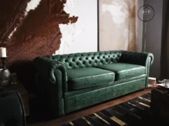 Sofa 3 personers CHESTERFIELD Kunstlæder Grøn