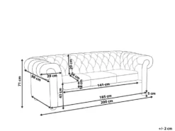 Sofa 3 personers CHESTERFIELD Lysegrøn