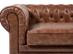 Sofa 3 personers CHESTERFIELD Kunstlæder Guldbrun