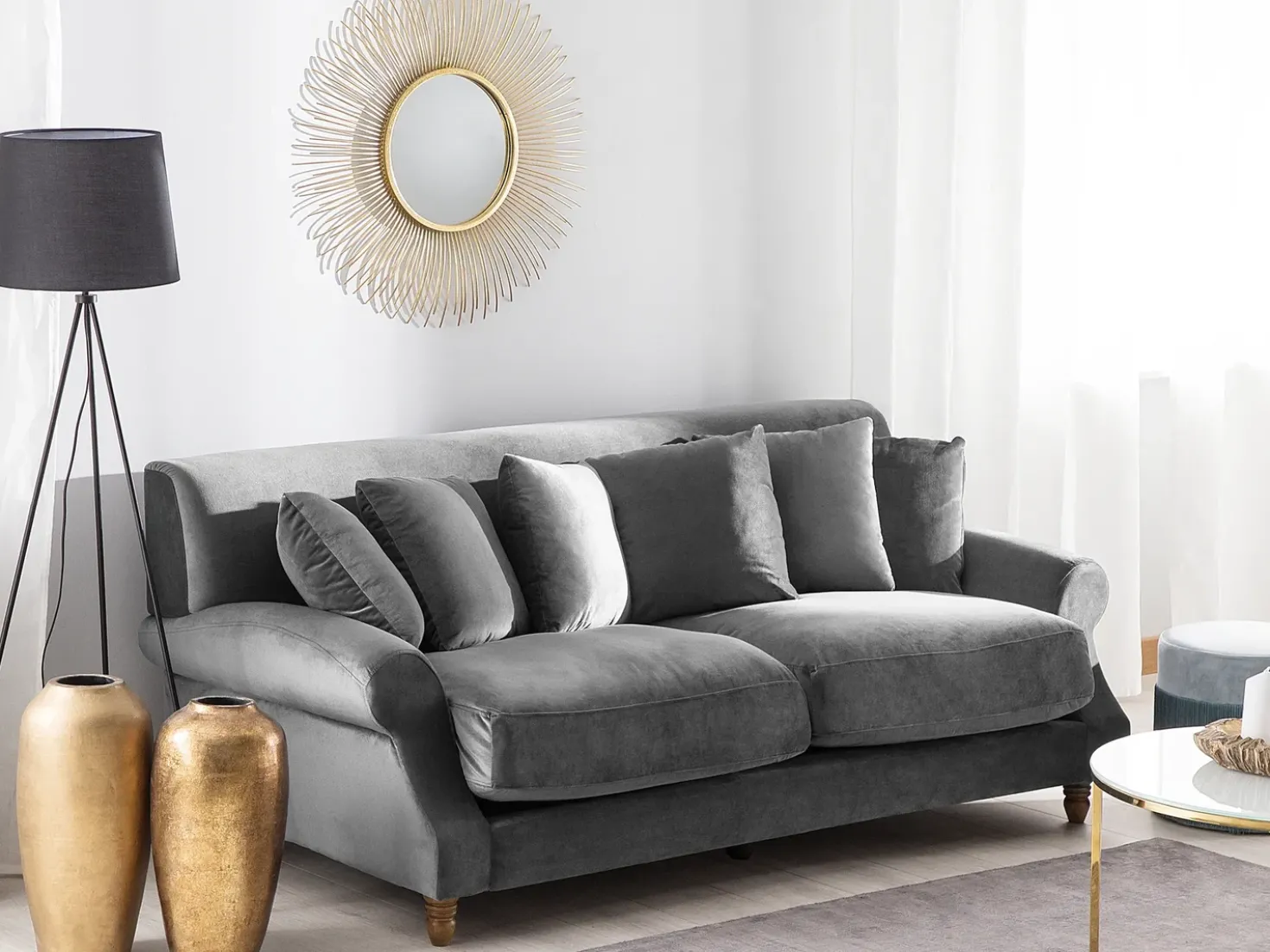 Sofa 2 personers EIKE Velour Grå