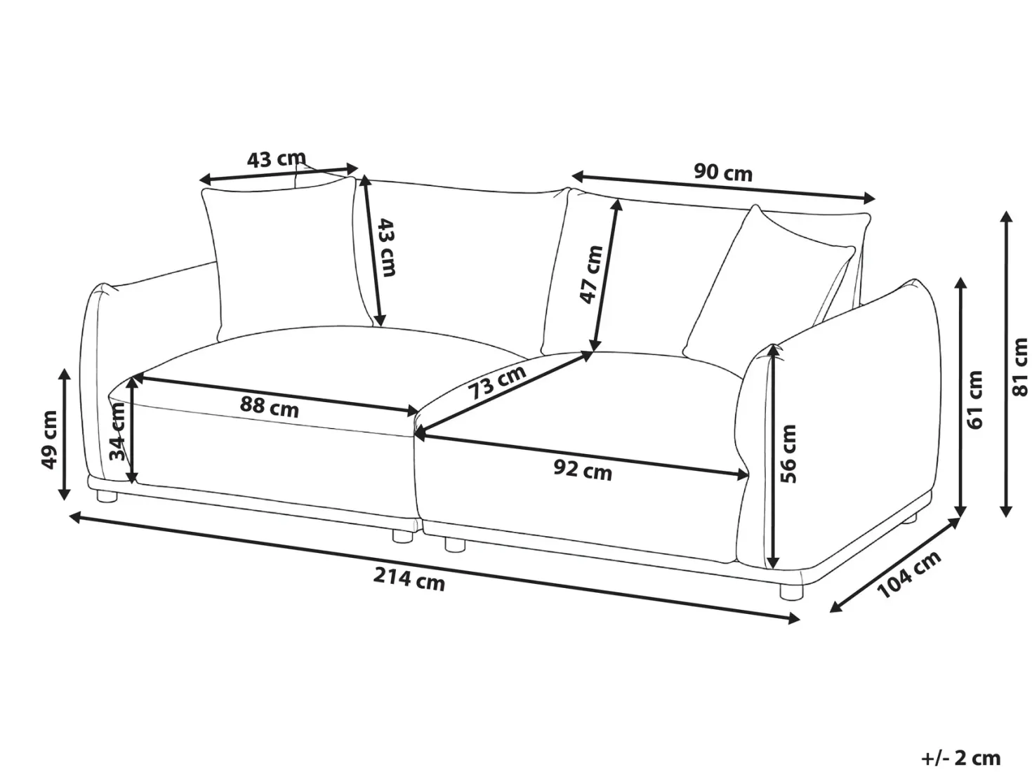 Sofa 3 personers JUBEK Beige