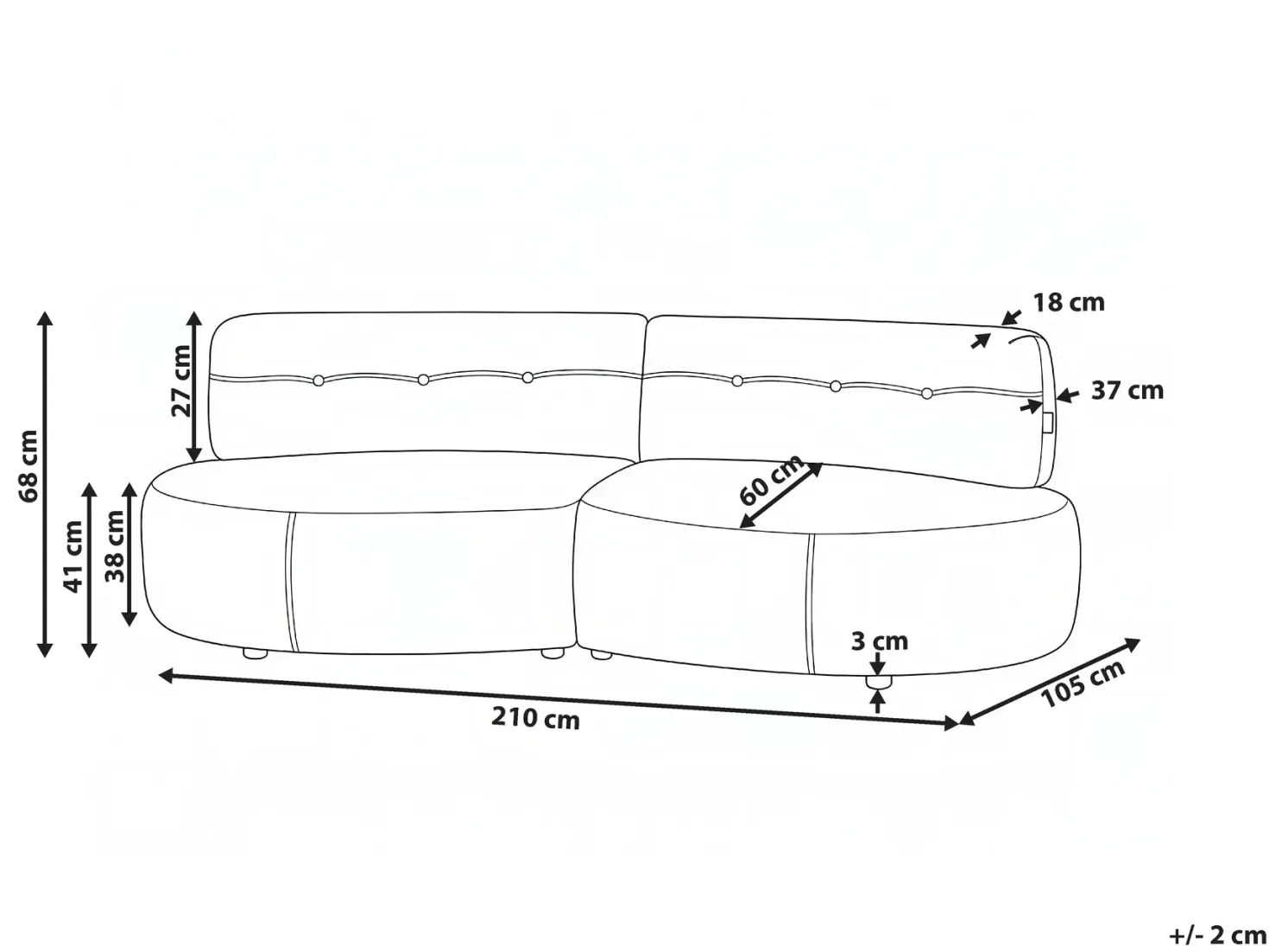 Sofa 3 personers LAERDAL Boucle Brungrå